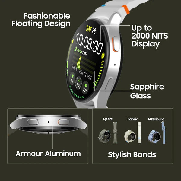 Smart Watch7 : AI-Powered (44mm, Green, BT+LTE) with 3nm Processor | Dual GPS | Sapphire Glass & Armour Aluminum | 5ATM & IP68 | HR, SpO2, BP & ECG Monitor | 1-Year Warranty | 14-Day Hassle-Free Returns + Free Earbuds Pro2 [Imported Quality]