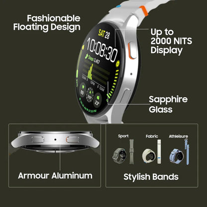 Smart Watch7 : AI-Powered (44mm, Green, BT+LTE) with 3nm Processor | Dual GPS | Sapphire Glass & Armour Aluminum | 5ATM & IP68 | HR, SpO2, BP & ECG Monitor | 1-Year Warranty | 14-Day Hassle-Free Returns + Free Earbuds Pro2 [Imported Quality]